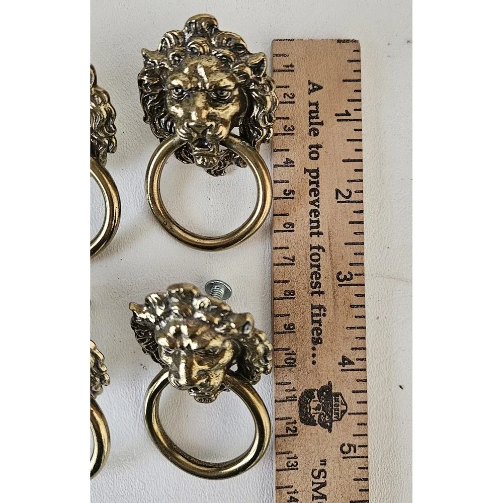 6 Pcs Large Lion Head Ring Drawer Pulls Knobs